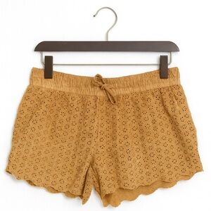 Mudd Juniors XS Brown Floral Lined Pull-On Shorts – Scalloped Edge, Tie Waist